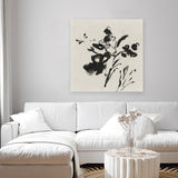 Shop Black Florals II (Square) Canvas Art Print-Abstract, Black, Neutrals, PC, Square, View All-framed wall decor artwork