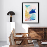 Shop Cha Cha I Art Print-Abstract, Blue, PC, Portrait, Rectangle, View All, Yellow-framed painted poster wall decor artwork