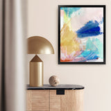 Shop Cha Cha I Art Print-Abstract, Blue, PC, Portrait, Rectangle, View All, Yellow-framed painted poster wall decor artwork