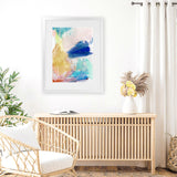 Shop Cha Cha I Art Print-Abstract, Blue, PC, Portrait, Rectangle, View All, Yellow-framed painted poster wall decor artwork