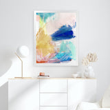 Shop Cha Cha I Art Print-Abstract, Blue, PC, Portrait, Rectangle, View All, Yellow-framed painted poster wall decor artwork
