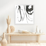 Shop Black Streaks I (Square) Art Print-Abstract, Black, PC, Square, View All, White-framed painted poster wall decor artwork