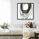 Shop Black Streaks II (Square) Canvas Art Print-Abstract, Black, PC, Square, View All, White-framed wall decor artwork