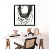 Shop Black Streaks II (Square) Art Print-Abstract, Black, PC, Square, View All, White-framed painted poster wall decor artwork
