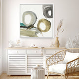 Shop Rings And Lines II (Square) Canvas Art Print-Abstract, Green, Grey, PC, Square, View All-framed wall decor artwork