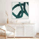 Shop Green Bow I (Square) Canvas Art Print-Abstract, Green, PC, Square, View All-framed wall decor artwork
