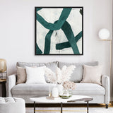 Shop Green Bow II (Square) Canvas Art Print-Abstract, Green, PC, Square, View All-framed wall decor artwork
