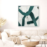 Shop Green Bow II (Square) Canvas Art Print-Abstract, Green, PC, Square, View All-framed wall decor artwork