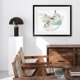 Shop Breath In Between III Art Print-Abstract, Green, Horizontal, Landscape, Neutrals, PC, Rectangle, View All, White-framed painted poster wall decor artwork