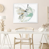 Shop Breath In Between III Art Print-Abstract, Green, Horizontal, Landscape, Neutrals, PC, Rectangle, View All, White-framed painted poster wall decor artwork