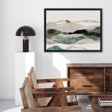 Shop Winter In The Mountains Canvas Art Print-Abstract, Green, Horizontal, Neutrals, PC, Rectangle, View All-framed wall decor artwork