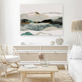 Shop Winter In The Mountains Canvas Art Print-Abstract, Green, Horizontal, Neutrals, PC, Rectangle, View All-framed wall decor artwork