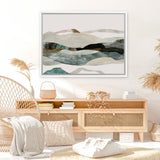 Shop Winter In The Mountains Canvas Art Print-Abstract, Green, Horizontal, Neutrals, PC, Rectangle, View All-framed wall decor artwork