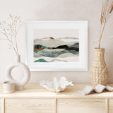 Shop Winter In The Mountains Art Print-Abstract, Green, Horizontal, Neutrals, PC, Rectangle, View All-framed painted poster wall decor artwork