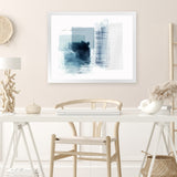 Shop Sheets of Blue II Art Print-Abstract, Blue, Horizontal, PC, Rectangle, View All-framed painted poster wall decor artwork