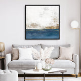 Shop Golden Horizon I (Square) Canvas Art Print-Abstract, Blue, Neutrals, PC, Square, View All-framed wall decor artwork