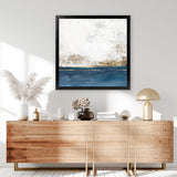 Shop Golden Horizon I (Square) Art Print-Abstract, Blue, Neutrals, PC, Square, View All-framed painted poster wall decor artwork