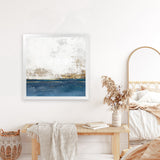 Shop Golden Horizon I (Square) Art Print-Abstract, Blue, Neutrals, PC, Square, View All-framed painted poster wall decor artwork