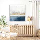 Shop Golden Horizon II (Square) Canvas Art Print-Abstract, Blue, Neutrals, PC, Square, View All-framed wall decor artwork