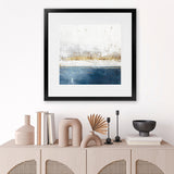 Shop Golden Horizon II (Square) Art Print-Abstract, Blue, Neutrals, PC, Square, View All-framed painted poster wall decor artwork