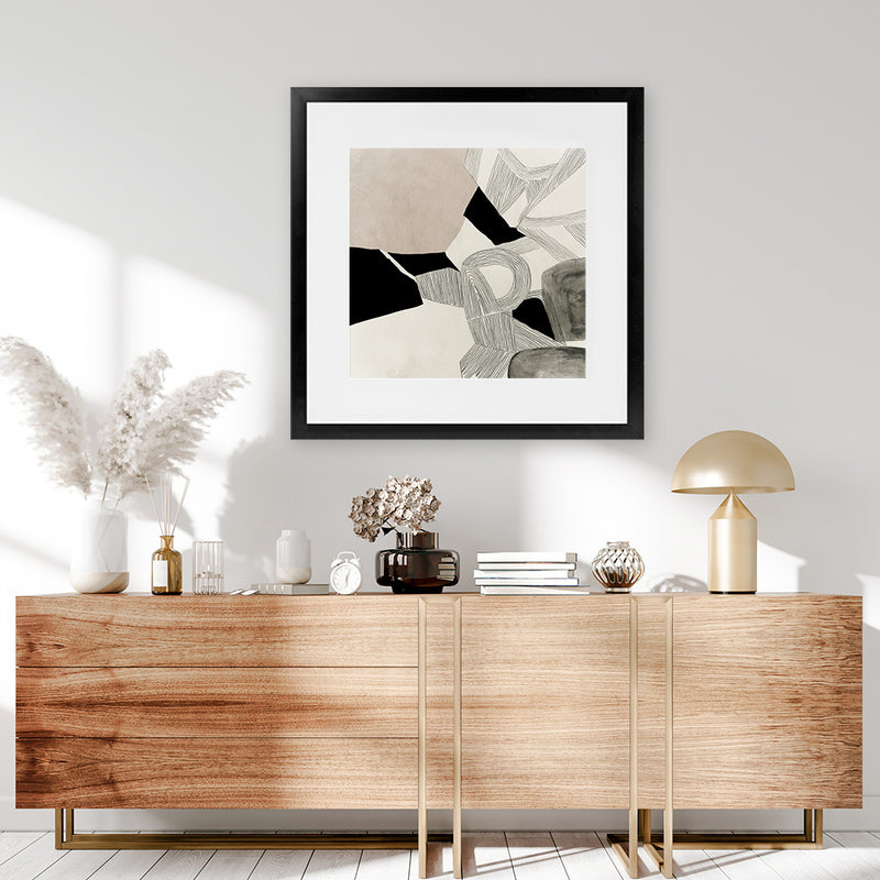 Shop Entangled I (Square) Art Print-Abstract, Black, Neutrals, PC, Square, View All-framed painted poster wall decor artwork