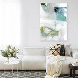 Shop White Blues I Canvas Art Print-Abstract, Blue, Green, PC, Portrait, Rectangle, View All-framed wall decor artwork