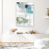 Shop White Blues I Canvas Art Print-Abstract, Blue, Green, PC, Portrait, Rectangle, View All-framed wall decor artwork