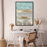 Shop Blue Gold I Canvas Art Print-Abstract, Blue, Grey, PC, Portrait, Rectangle, View All-framed wall decor artwork