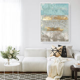 Shop Blue Gold I Canvas Art Print-Abstract, Blue, Grey, PC, Portrait, Rectangle, View All-framed wall decor artwork