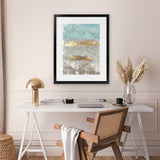 Shop Blue Gold I Art Print-Abstract, Blue, Grey, PC, Portrait, Rectangle, View All-framed painted poster wall decor artwork