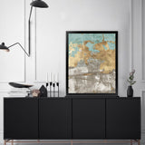 Shop Blue Gold II Art Print-Abstract, Blue, Brown, Grey, PC, Portrait, Rectangle, View All-framed painted poster wall decor artwork