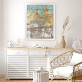 Shop Blue Gold II Art Print-Abstract, Blue, Brown, Grey, PC, Portrait, Rectangle, View All-framed painted poster wall decor artwork