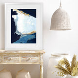 Shop Blue in Gold III Art Print-Abstract, Blue, PC, Portrait, Rectangle, View All-framed painted poster wall decor artwork