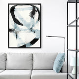 Shop Noir Shapes II Canvas Art Print-Abstract, Black, PC, Portrait, Rectangle, View All, White-framed wall decor artwork