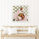 Shop Pears In A Bowl (Square) Art Print-Green, Scandinavian, Square, View All-framed painted poster wall decor artwork