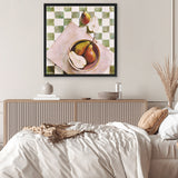 Shop Pears In A Bowl (Square) Canvas Art Print-Green, Scandinavian, Square, View All-framed wall decor artwork