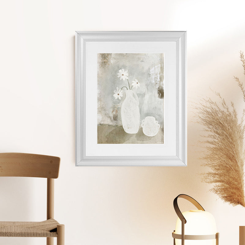 Shop Sunday Blooms Art Print-Abstract, Green, Neutrals, Portrait, Rectangle, View All-framed painted poster wall decor artwork