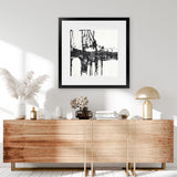 Shop Building Bridges I (Square) Art Print-Abstract, Black, Square, View All, White-framed painted poster wall decor artwork