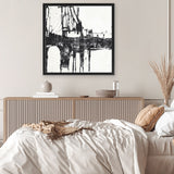 Shop Building Bridges I (Square) Canvas Art Print-Abstract, Black, Square, View All, White-framed wall decor artwork