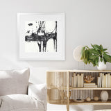 Shop Building Bridges II (Square) Art Print-Abstract, Black, Square, View All, White-framed painted poster wall decor artwork