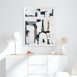 Shop Improvisation V1 Art Print-Abstract, Blue, Neutrals, Portrait, Rectangle, View All-framed painted poster wall decor artwork