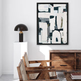 Shop Improvisation V1 Canvas Art Print-Abstract, Blue, Neutrals, Portrait, Rectangle, View All-framed wall decor artwork