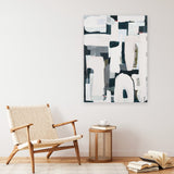 Shop Improvisation V1 Canvas Art Print-Abstract, Blue, Neutrals, Portrait, Rectangle, View All-framed wall decor artwork