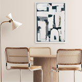 Shop Improvisation V1 Canvas Art Print-Abstract, Blue, Neutrals, Portrait, Rectangle, View All-framed wall decor artwork