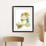 Shop Gold Watecolour II Art Print-Abstract, Green, Portrait, Rectangle, View All, White-framed painted poster wall decor artwork
