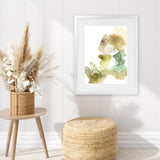 Shop Gold Watecolour II Art Print-Abstract, Green, Portrait, Rectangle, View All, White-framed painted poster wall decor artwork