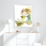 Shop Gold Watecolour II Art Print-Abstract, Green, Portrait, Rectangle, View All, White-framed painted poster wall decor artwork