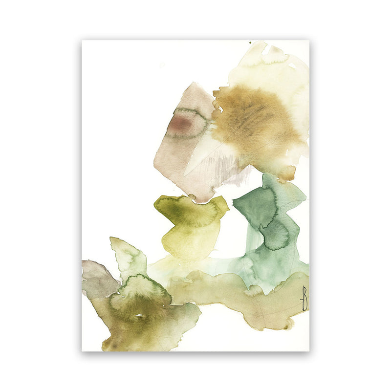 Shop Gold Watecolour II Canvas Art Print-Abstract, Green, Portrait, Rectangle, View All, White-framed wall decor artwork