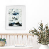 Shop Black & Blue Art Print-Abstract, Black, Blue, Portrait, Rectangle, View All, White-framed painted poster wall decor artwork