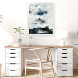 Shop Black & Blue Art Print-Abstract, Black, Blue, Portrait, Rectangle, View All, White-framed painted poster wall decor artwork